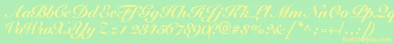 Tangoscriptblackssk Font – Yellow Fonts on Green Background