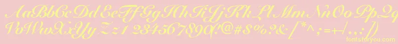 Tangoscriptblackssk-Schriftart – Gelbe Schriften auf rosa Hintergrund