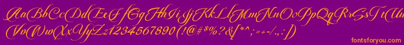 Police PateglamtScriptDemoVersion – polices orange sur fond violet