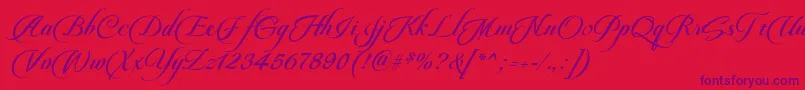 Police PateglamtScriptDemoVersion – polices violettes sur fond rouge