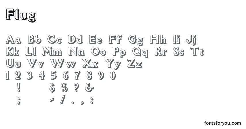 Czcionka Flug – alfabet, cyfry, specjalne znaki