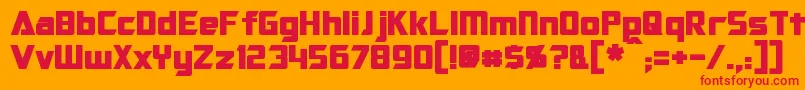 OptimusBold-Schriftart – Rote Schriften auf orangefarbenem Hintergrund