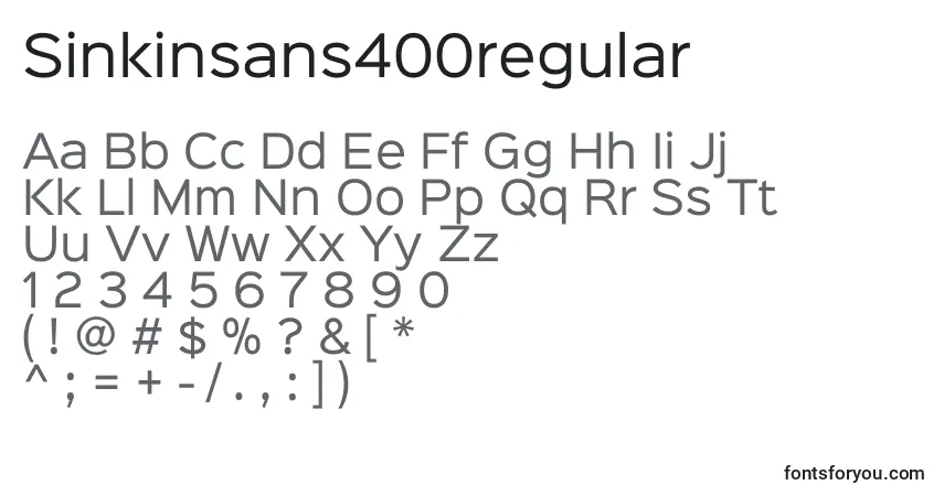 A fonte Sinkinsans400regular – alfabeto, números, caracteres especiais