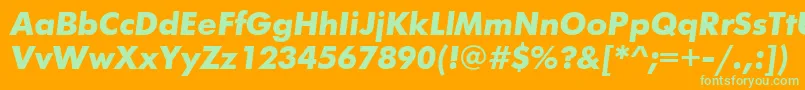 FuturisgttBolditalic-Schriftart – Grüne Schriften auf orangefarbenem Hintergrund