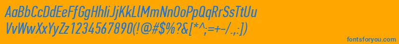 PfdintextcompproItalic Font – Blue Fonts on Orange Background