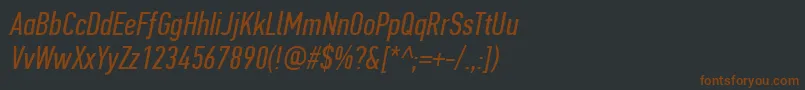Czcionka PfdintextcompproItalic – brązowe czcionki na czarnym tle