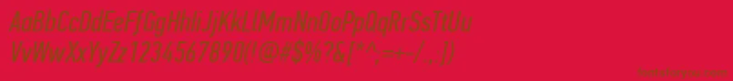 PfdintextcompproItalic Font – Brown Fonts on Red Background