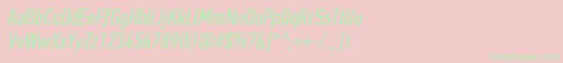 PfdintextcompproItalic-Schriftart – Grüne Schriften auf rosa Hintergrund