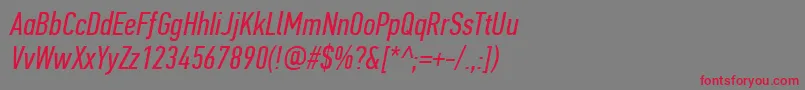 PfdintextcompproItalic Font – Red Fonts on Gray Background