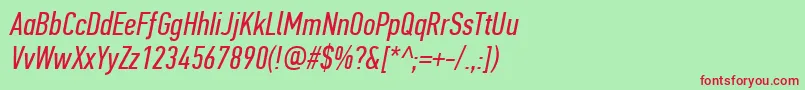 PfdintextcompproItalic Font – Red Fonts on Green Background