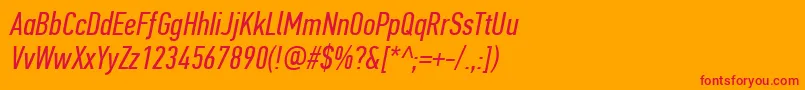 PfdintextcompproItalic Font – Red Fonts on Orange Background