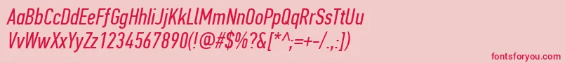 PfdintextcompproItalic Font – Red Fonts on Pink Background