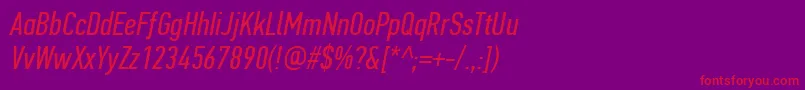 PfdintextcompproItalic-fontti – punaiset fontit violetilla taustalla