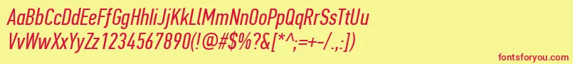 PfdintextcompproItalic Font – Red Fonts on Yellow Background