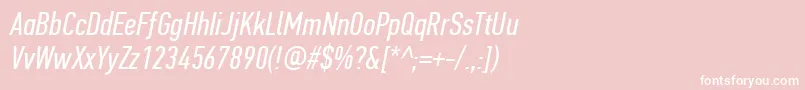 フォントPfdintextcompproItalic – ピンクの背景に白い文字