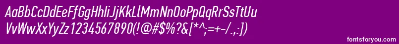 フォントPfdintextcompproItalic – 紫の背景に白い文字