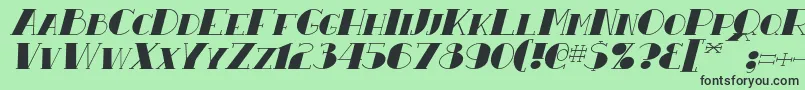 Fonte ResavyItalic – fontes pretas em um fundo verde