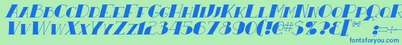 ResavyItalic Font – Blue Fonts on Green Background