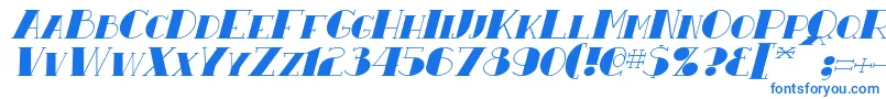 フォントResavyItalic – 白い背景に青い文字