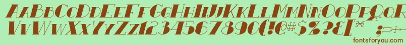 Fonte ResavyItalic – fontes marrons em um fundo verde