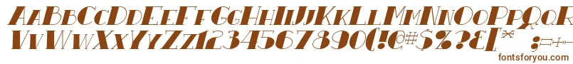 フォントResavyItalic – 白い背景に茶色のフォント