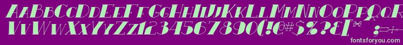 ResavyItalic Font – Green Fonts on Purple Background