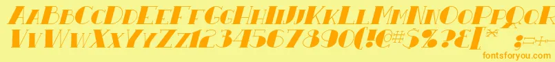 Fonte ResavyItalic – fontes laranjas em um fundo amarelo