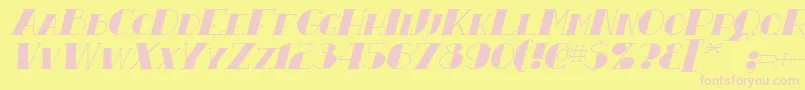 ResavyItalic Font – Pink Fonts on Yellow Background