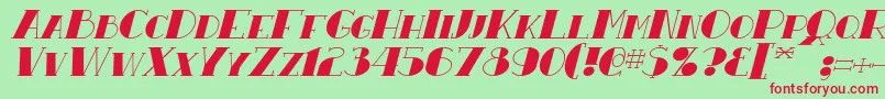 Fonte ResavyItalic – fontes vermelhas em um fundo verde