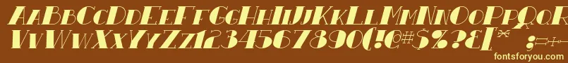 ResavyItalic-fontti – keltaiset fontit ruskealla taustalla