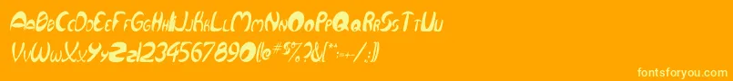 Шрифт QurveThinItalic – жёлтые шрифты на оранжевом фоне