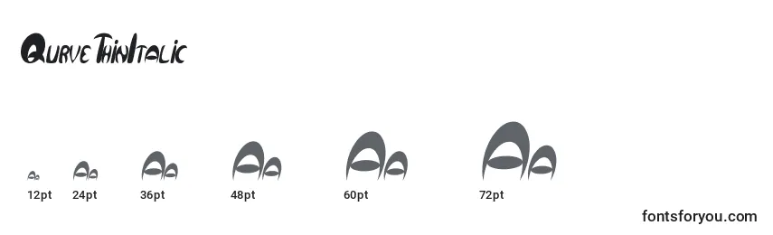 Размеры шрифта QurveThinItalic