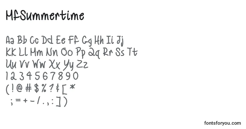 Czcionka MfSummertime – alfabet, cyfry, specjalne znaki