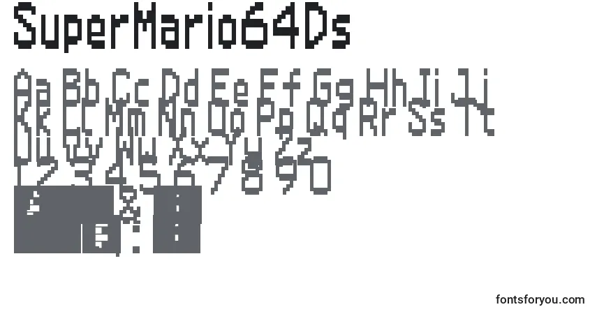Шрифт SuperMario64Ds – алфавит, цифры, специальные символы