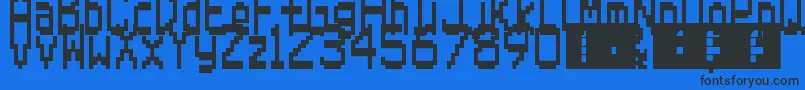 SuperMario64Ds-Schriftart – Schwarze Schriften auf blauem Hintergrund