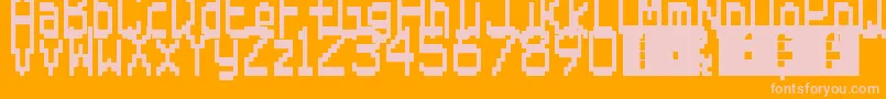 SuperMario64Ds-Schriftart – Rosa Schriften auf orangefarbenem Hintergrund