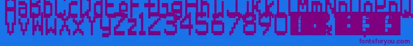 SuperMario64Ds-Schriftart – Violette Schriften auf blauem Hintergrund