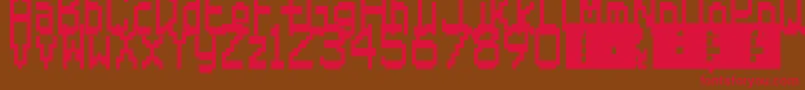 フォントSuperMario64Ds – 赤い文字が茶色の背景にあります。