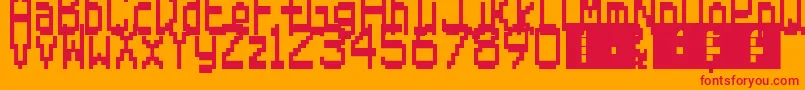 フォントSuperMario64Ds – オレンジの背景に赤い文字