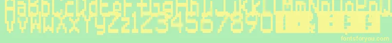フォントSuperMario64Ds – 黄色の文字が緑の背景にあります