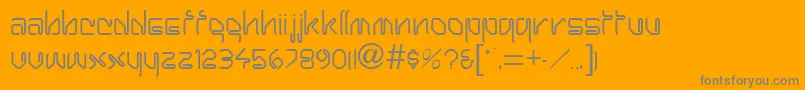 HarrayRegular-fontti – harmaat kirjasimet oranssilla taustalla