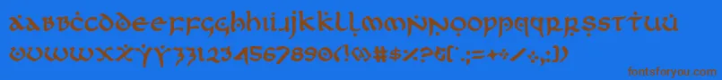 フォントFirstv2 – 茶色の文字が青い背景にあります。
