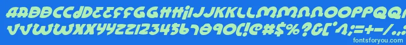 Lioneli-Schriftart – Grüne Schriften auf blauem Hintergrund