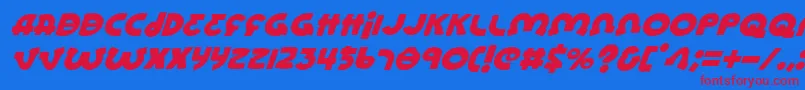 Lioneli-Schriftart – Rote Schriften auf blauem Hintergrund