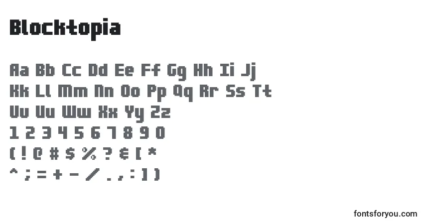 Schriftart Blocktopia – Alphabet, Zahlen, spezielle Symbole