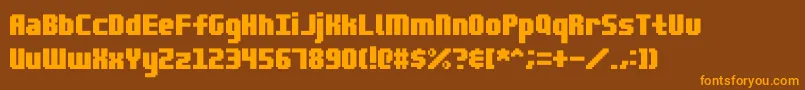 Więcej informacji o czcionce Blocktopia Czcionka Blocktopia – pomarańczowe czcionki na brązowym tle