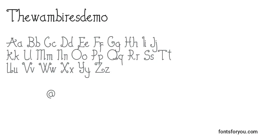 Шрифт Thewambiresdemo – алфавит, цифры, специальные символы