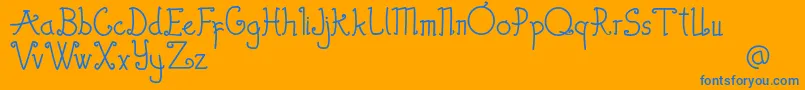 Thewambiresdemo-Schriftart – Blaue Schriften auf orangefarbenem Hintergrund