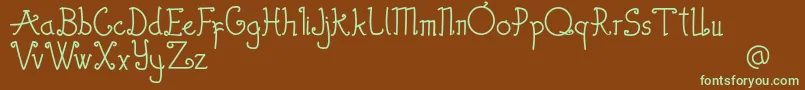 Thewambiresdemo-fontti – vihreät fontit ruskealla taustalla