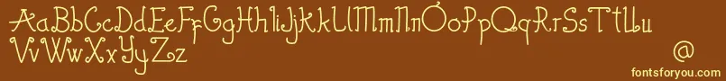 Thewambiresdemo-fontti – keltaiset fontit ruskealla taustalla